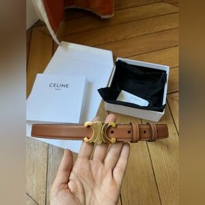 Celine Triomphe Belt 25MM IN Natural Calfskin